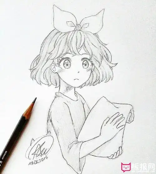 漂亮的卡通人物简笔画大全,元气少女