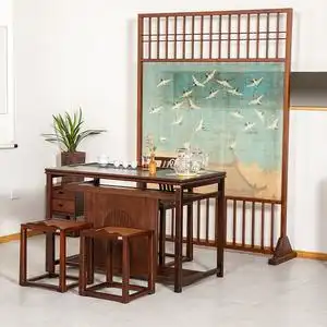 中式雅韵古风屏风隔断墙客厅茶室遮挡折屏简约折叠移动布屏障家用