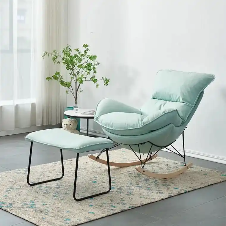 北欧摇椅成人千鸟格躺椅科技布摇摇椅阳台单椅铁艺懒 - 抖音