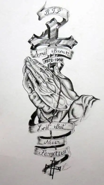 双手合十祈祷的纹身图案49