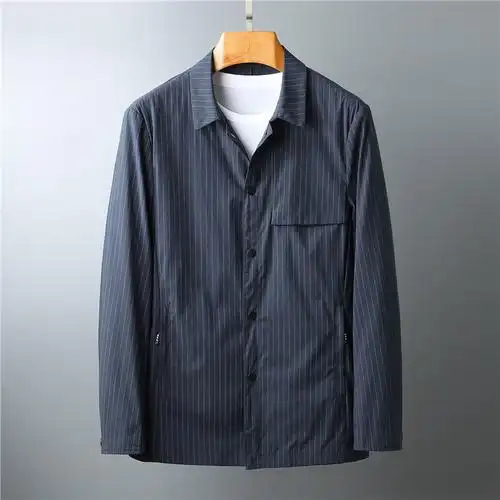 新款 春季 薄款 条纹休闲外套男 修身 时尚简约男士风衣-阿里巴巴