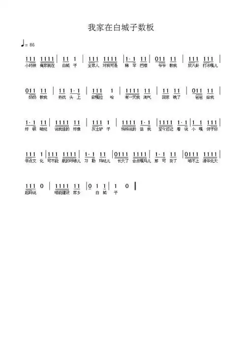 我家在白城子数板简谱 - 阳光海洋!的近况 - 5sing中国原创音乐基地