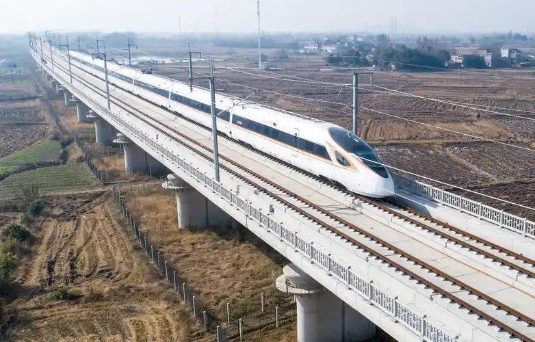 2020年12月22日,高速列车疾驶在合(肥)安(庆)高铁庐江县段.