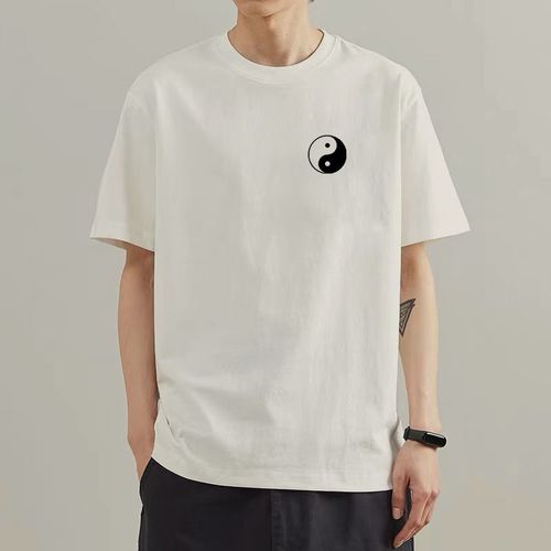 国潮复古太极图案t恤短袖八卦衣服男女休闲晨练服上衣文化衫