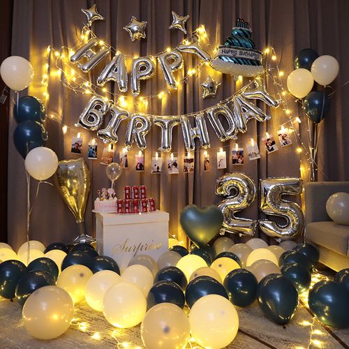 生日快乐派对趴体女孩男生场景布置背景墙生日礼物创意闺蜜气球优惠券