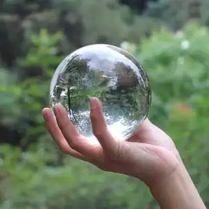 透明水晶球 实心大玻璃球 透明玻璃珠 魔术球 透明球摆件