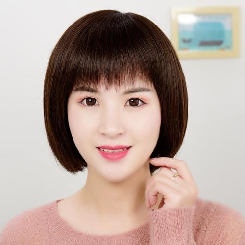 假发女短发真发头套全真自然中年妈妈真头发bobo头发套光头全头套