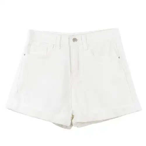 白色牛仔短裤女夏装新款胖mm大码高腰弹力宽松阔腿热裤学生200斤005