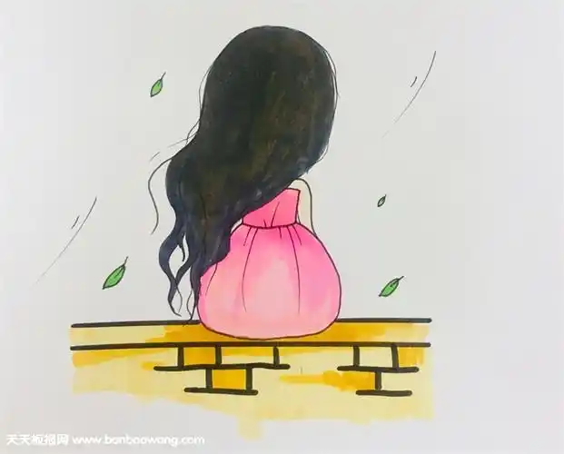伤感女孩背影简笔画