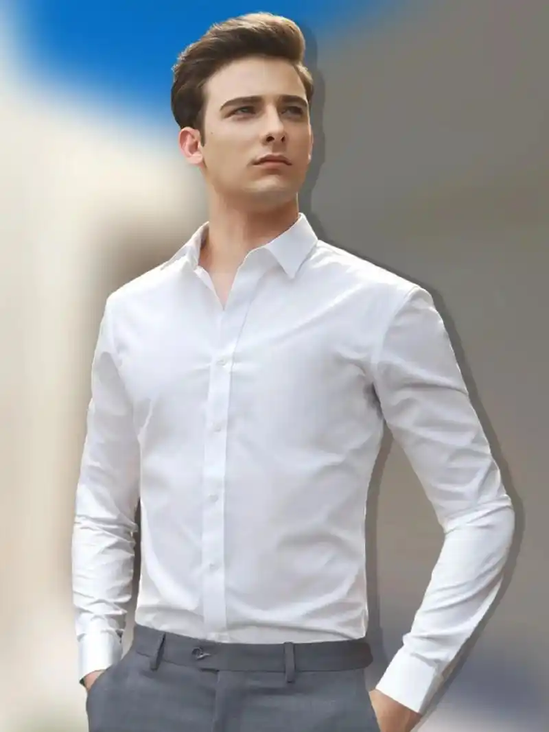 罗蒙男士白衬衫长袖潮流高端港风修身职业商务正装透气 - 抖音