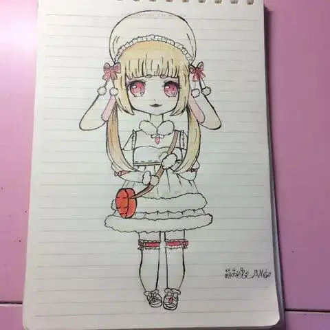 兔耳朵女孩q版简笔画