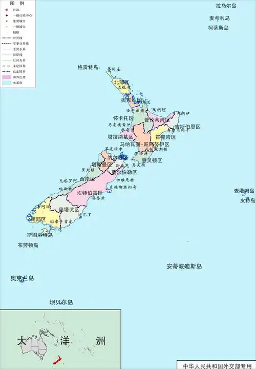 新西兰地图新西兰面积27万平方公里.新西兰政区图