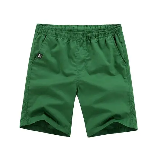 男士休闲沙滩裤五分裤纯棉透气速干短裤松紧带男裤子(绿色 l)图片大全