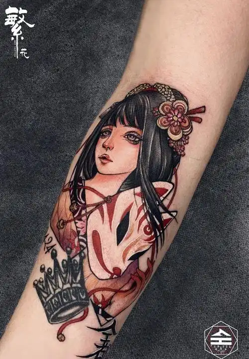 日式歌舞伎纹身图片手臂新传统纹身图案