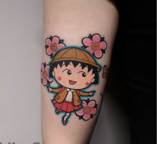 经典卡通樱桃小丸子纹身图案大全可爱的小丸子纹身设计2
