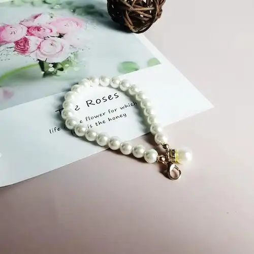 简约玻璃仿珍珠手机链小短链包包珍珠链挂件手机钥匙挂件时尚通勤