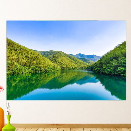青山绿水海报风景画自然风光绿色山水画自然美景办公室贴画262