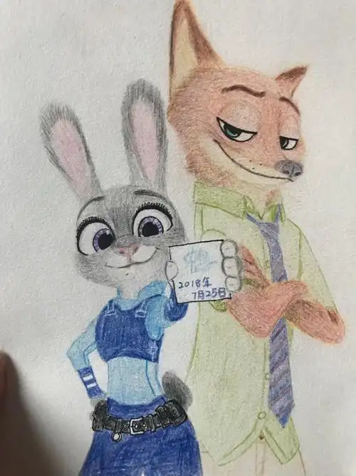 疯狂动物城彩色铅笔手绘 - 堆糖,美图壁纸兴趣社区