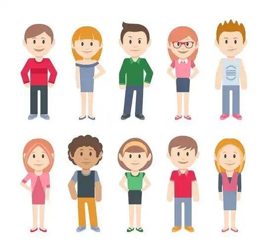 10个不同风格的卡通人物矢量素材