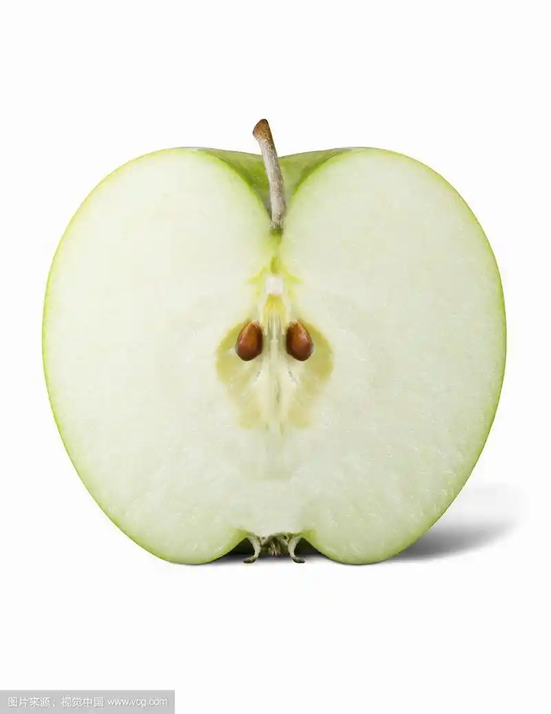 白底青苹果横截面