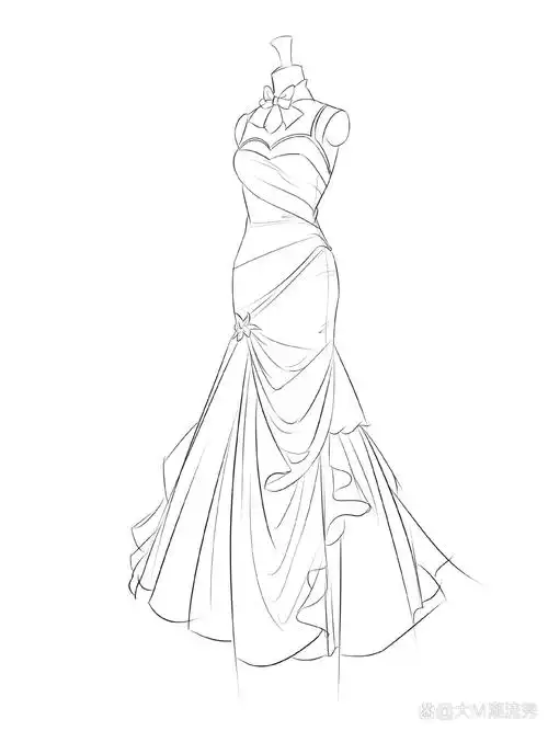 礼服|裙子|服装设计款式图|绘画素材