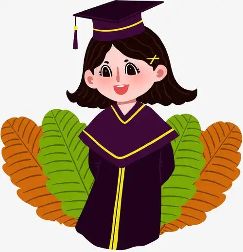 手绘毕业季学士服人物