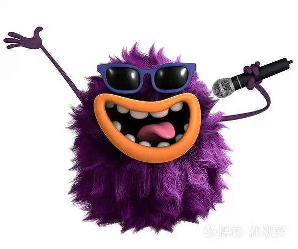 紫色卡通多毛怪物3d