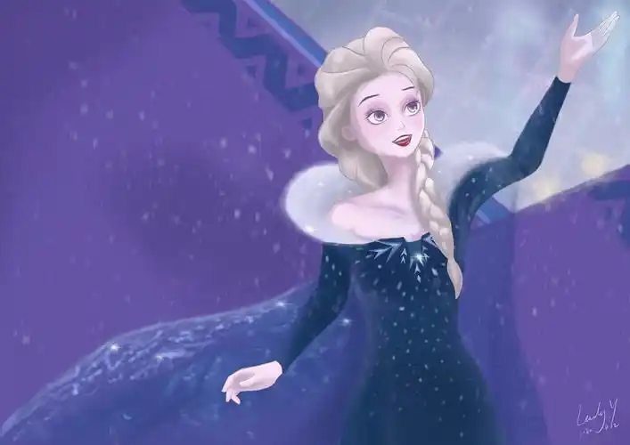 迪士尼公主手绘艾莎公主elsa