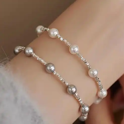 碎银子s925纯银施家珍珠手链女夏天新中式满天星闺蜜手串手饰批发