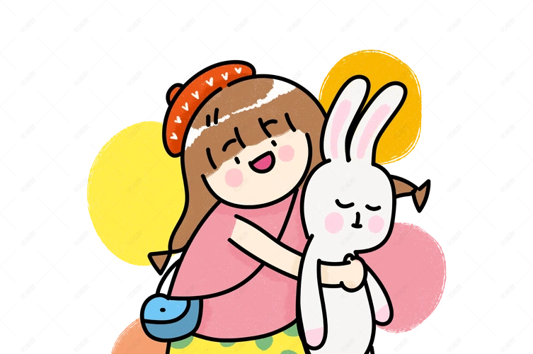 六一儿童节可爱风小女孩抱玩偶创意手绘插画