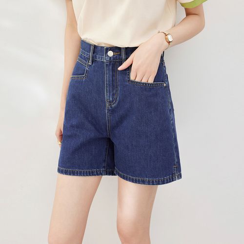 【实力抑菌 持续凉感】知性通勤高腰显瘦开叉牛仔裤短裤子女秋季