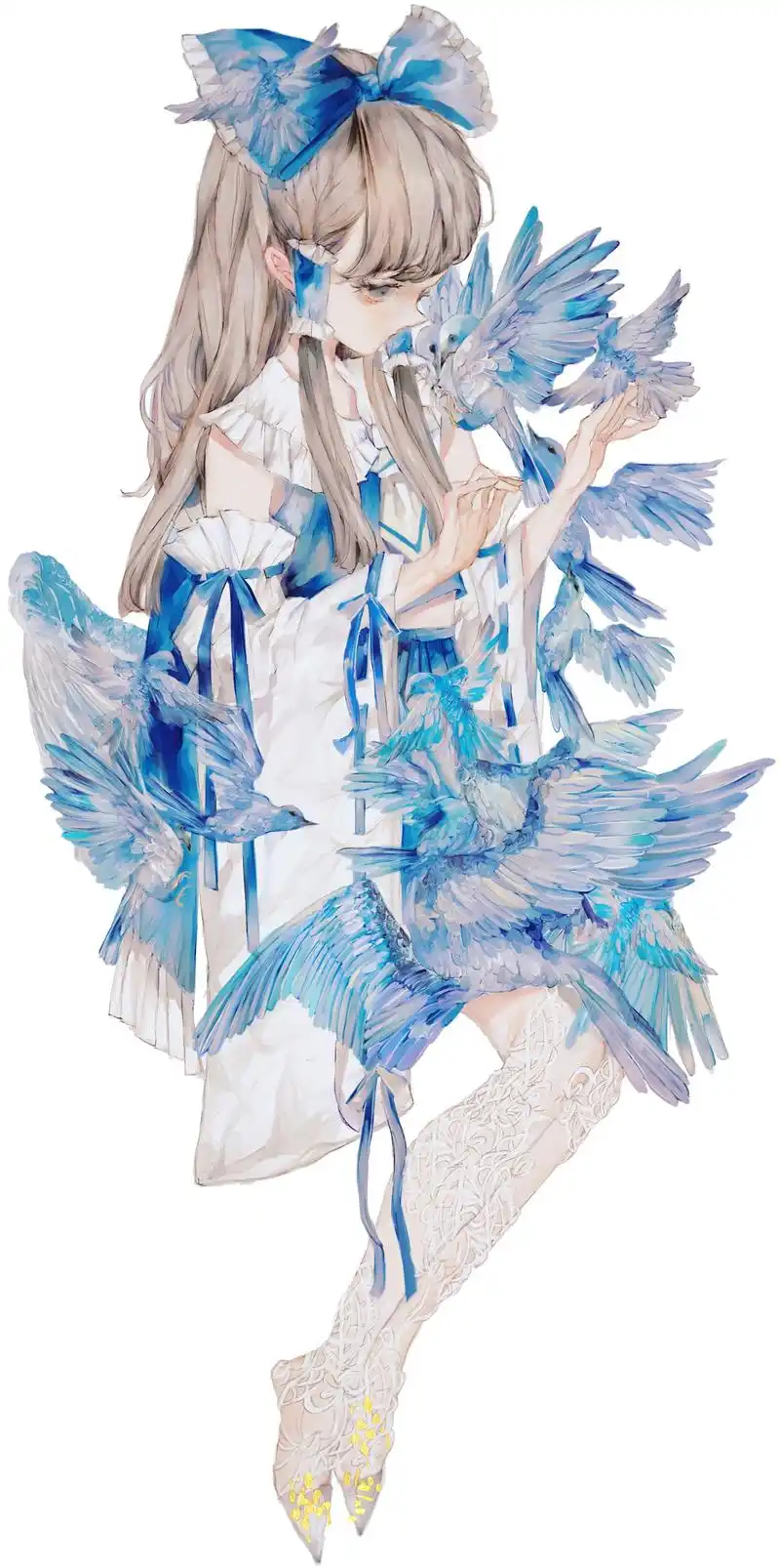 画师「夜汽車」作品欣赏:细节繁复,华美优雅的洛可可少女插画