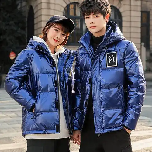 亮面情侣装2021新款潮流冬季棉服加厚外套情侣款羽绒棉衣服男小众