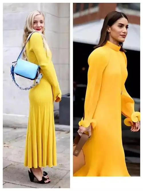 黄色one piece长裙 黄色裙子非常显白,并且很上镜.