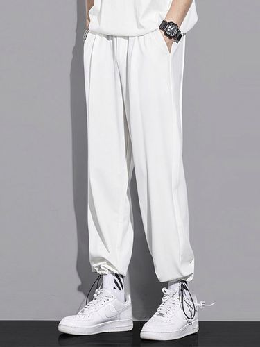 纯白色休闲休闲裤裤子夏季宽松直筒垂感日简约抽绳休闲裤