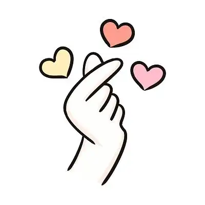 彩色卡通手绘青年志愿者人物比心海报世界志愿者日png素材爱心手势