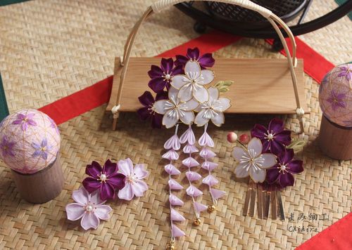 『紫樱』つまみ细工手工日本细工花簪/樱花/和风