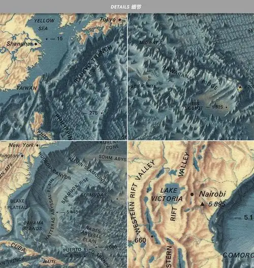 地球海底地貌全图 世界地图 巨幅 家居装饰画无框画 rshop独家