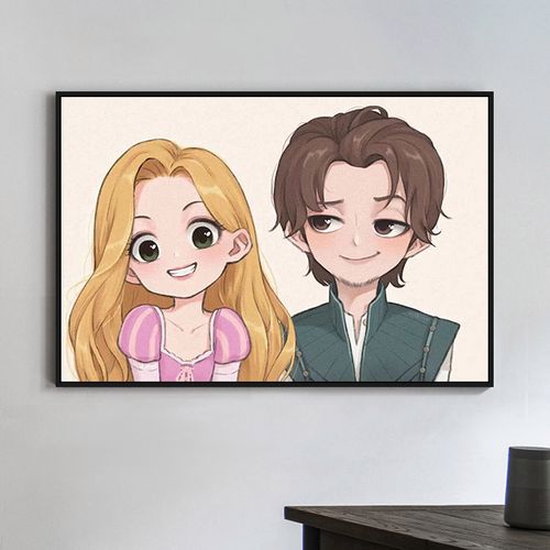 迪士尼公主和王子 数字油彩画diy手绘填色创意礼物卧室卡通装饰画