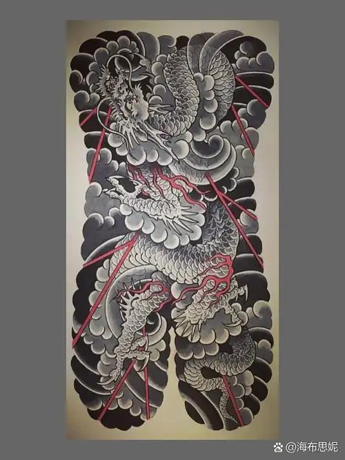龙纹身手稿 日式老传统龙纹身手稿参考分享