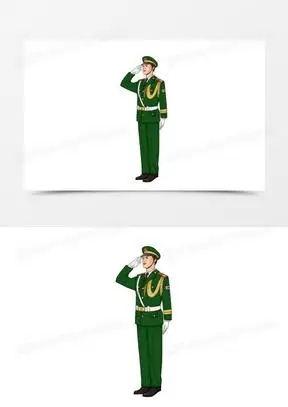 手绘描边写实风陆军军人敬礼元素