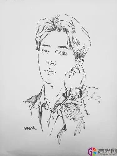 明星张艺兴速写临摹图片张艺兴黑白速写优秀范本