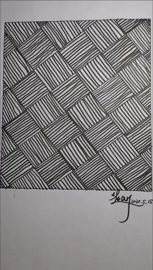 线描基本功练习, 方格子线条画.#画