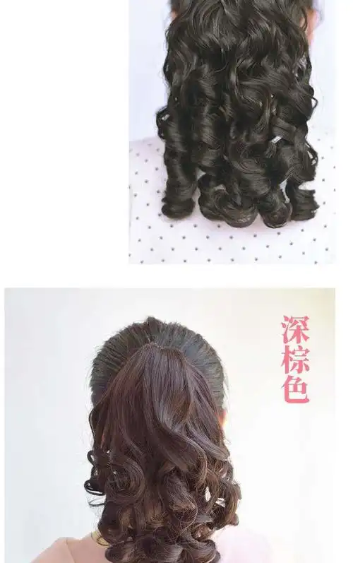 复古时尚旗袍假发国民宫廷油条卷短款马尾卷发假发螺旋小卷发尾插梳式