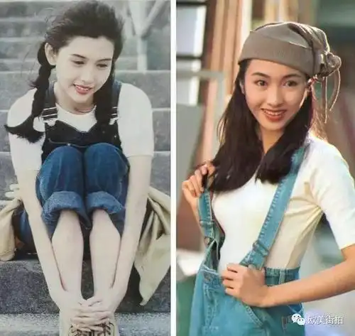 内搭一件白t恤完全就是名副其实的清纯范儿,话说那会儿的港星还是胶原