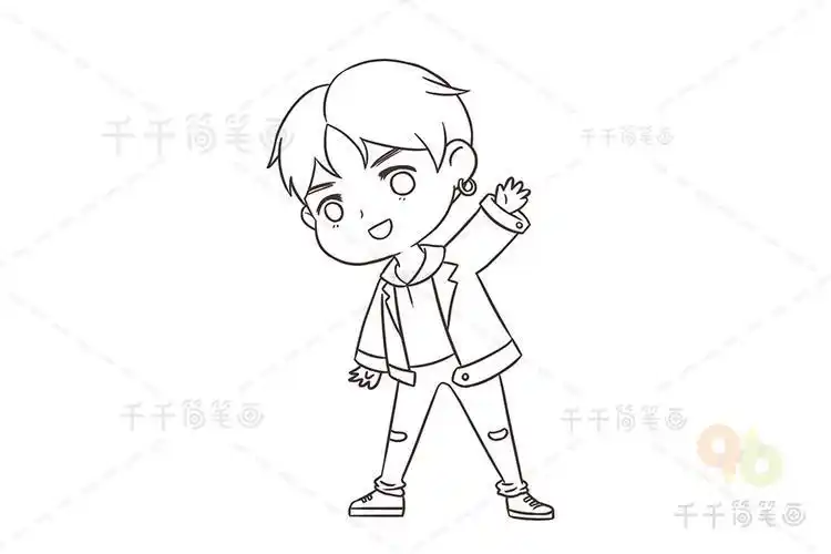 黄明昊简笔画素描