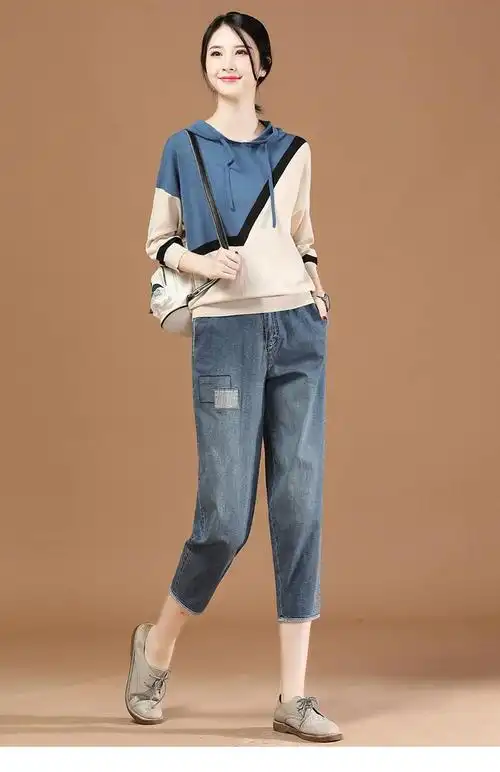 服饰内衣 女装 女士牛仔裤 > 施悦名 高腰牛仔裤女宽松显瘦松紧腰2020