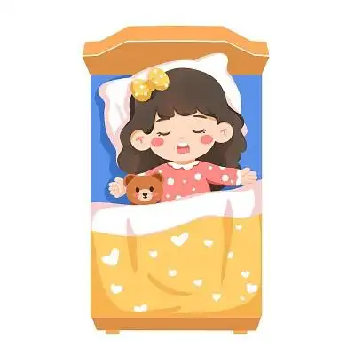 卡通儿童女孩睡觉可爱晚上正面晚安午睡素材卡通儿童睡眠日原创插画