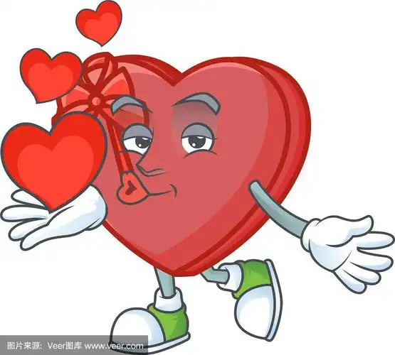 带爱心的卡通人物吉祥物礼盒