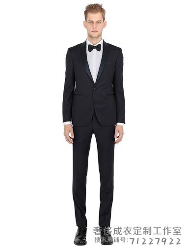 礼服宴会宴席高端男装羊毛西装套装定做主持人新郎伴郎青果领西装